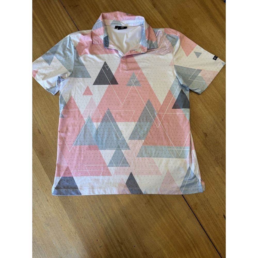 Green‎ Side Polo Shirt Mens Large Pink & Blue Outdoor Golf Preformance